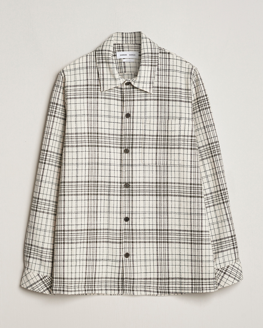 Men | Shirts | Samsøe Samsøe | Taka Checked Overshirt Dusty Olive/White
