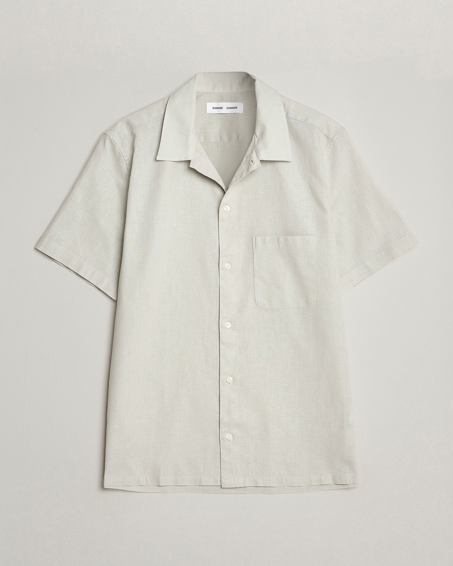 Men | Shirts | Samsøe Samsøe | Avan Linen/Cotton Short Sleeve Shirt Moonstruck