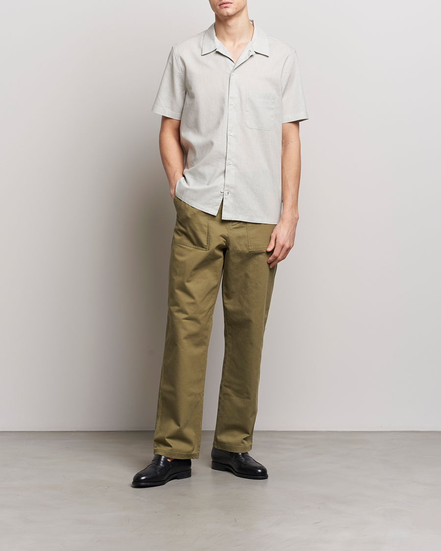 Men | Shirts | Samsøe Samsøe | Avan Linen/Cotton Short Sleeve Shirt Moonstruck