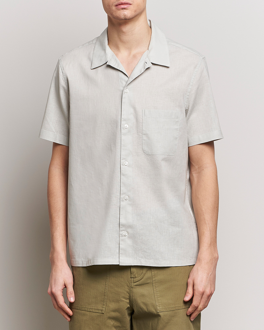 Men | Shirts | Samsøe Samsøe | Avan Linen/Cotton Short Sleeve Shirt Moonstruck