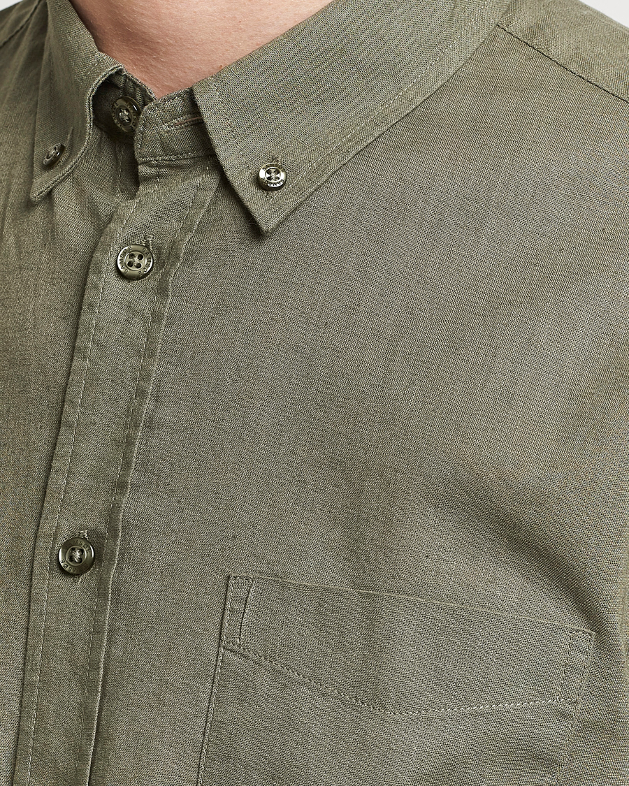 Men | Shirts | Samsøe Samsøe | Liam Linen/Cotton Shirt Dusty Olive
