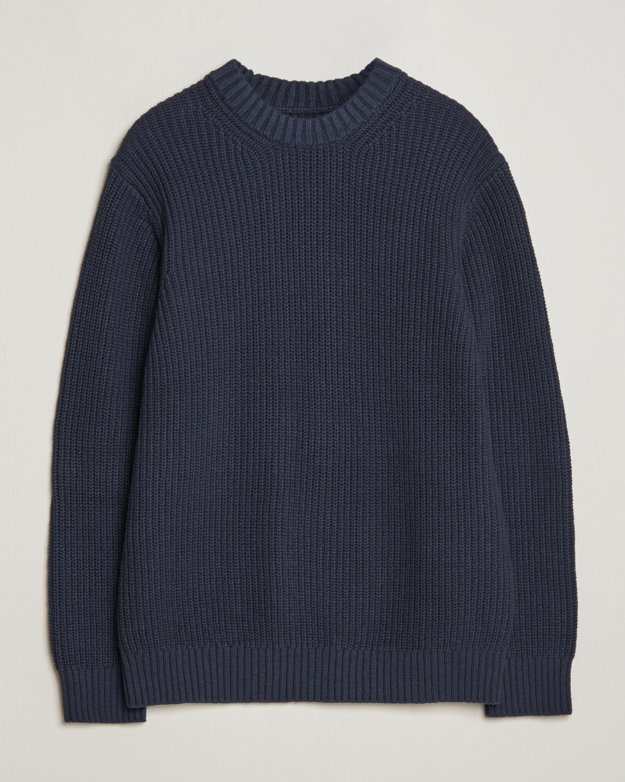 Men | Sweaters & Knitwear | Samsøe Samsøe | Samarius Cotton/Linen Knitted Sweater Salute Navy