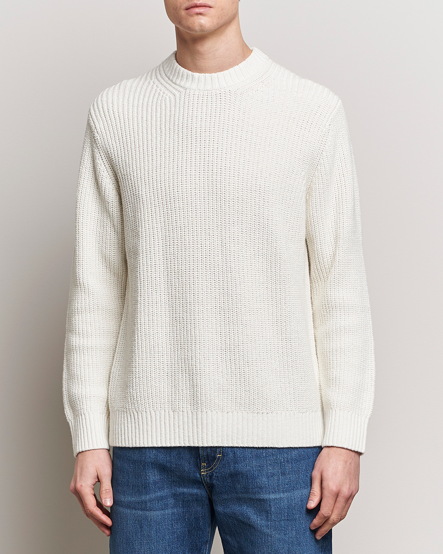 Men | Knitted Jumpers | Samsøe Samsøe | Samarius Cotton/Linen Knitted Sweater Clear Cream