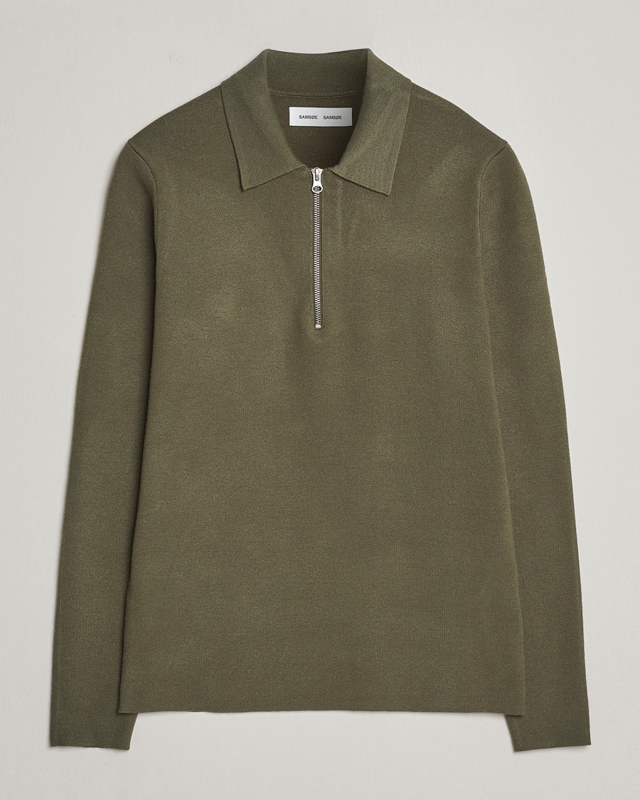 Men | Sweaters & Knitwear | Samsøe Samsøe | Guna Half Zip Dusty Olive