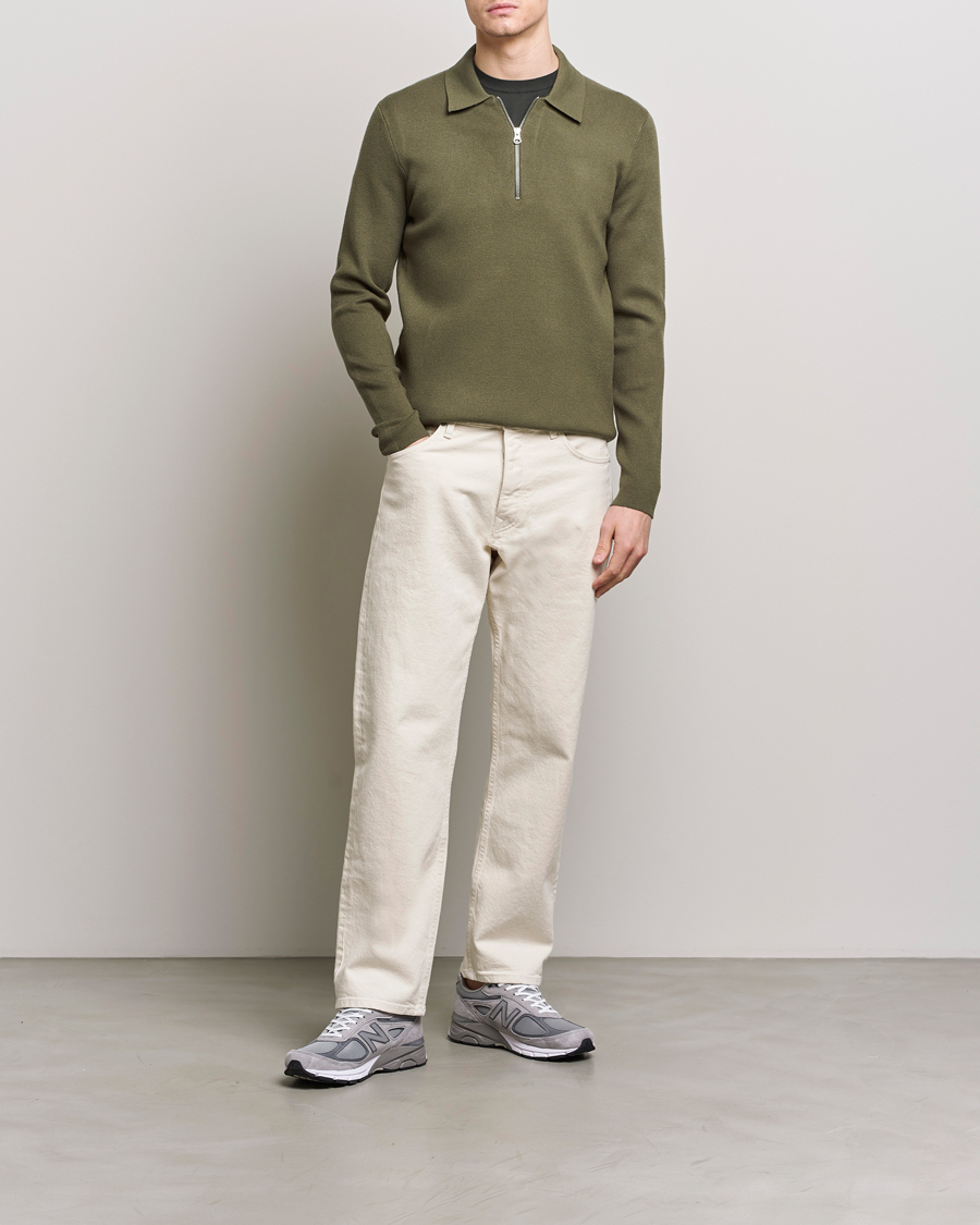 Men | Sweaters & Knitwear | Samsøe Samsøe | Guna Half Zip Dusty Olive