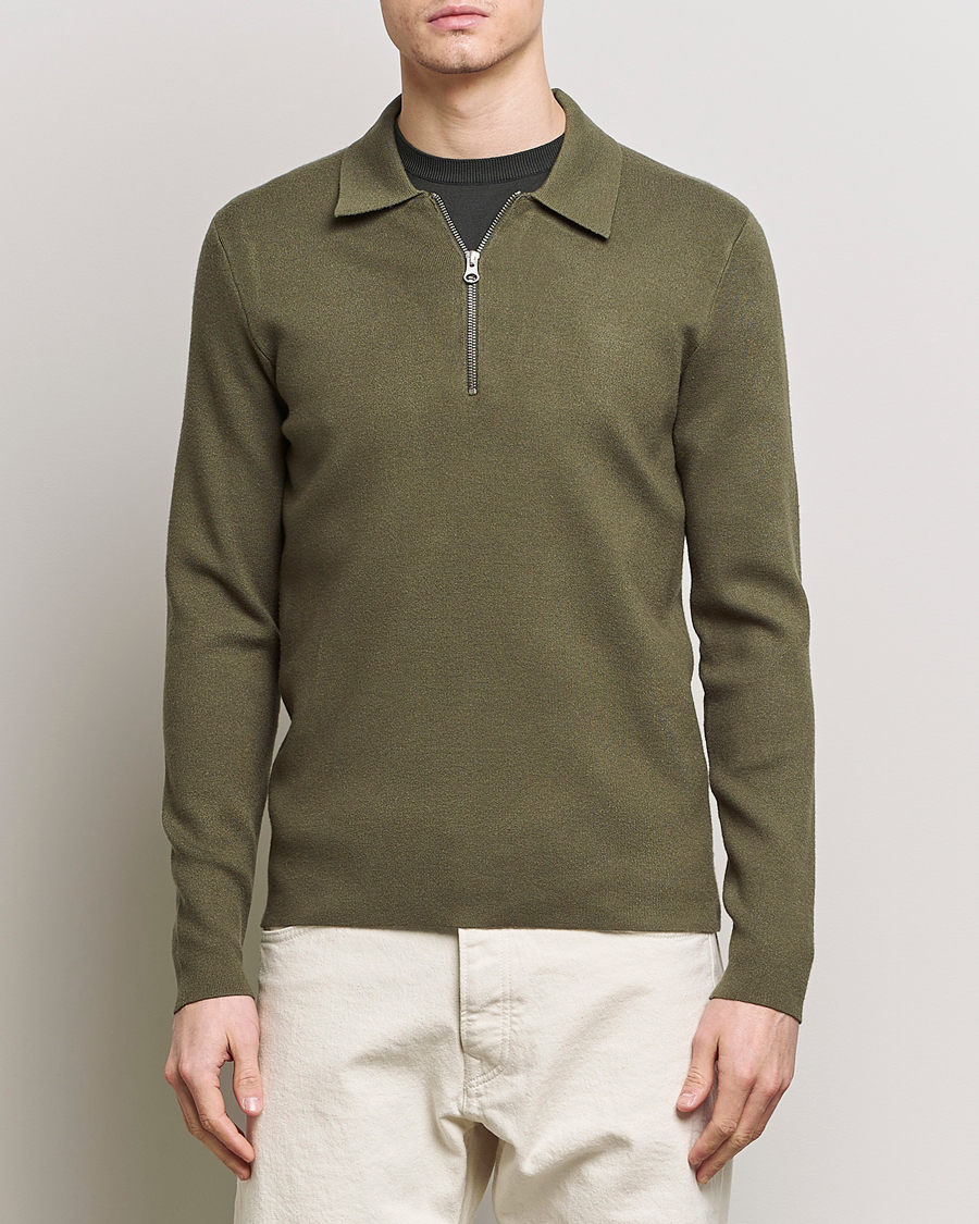 Men | Sweaters & Knitwear | Samsøe Samsøe | Guna Half Zip Dusty Olive