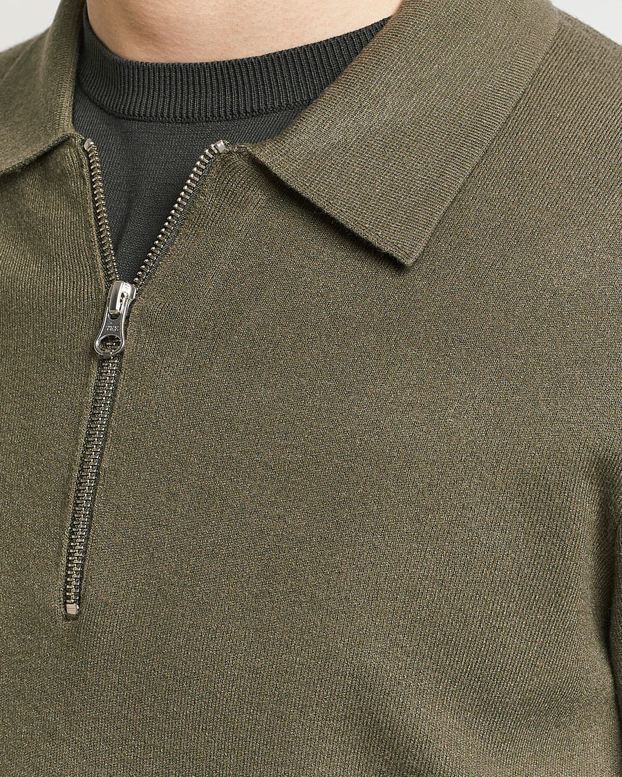 Men | Sweaters & Knitwear | Samsøe Samsøe | Guna Half Zip Dusty Olive