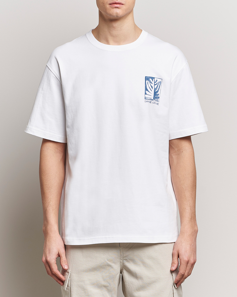 Men | T-Shirts | Samsøe Samsøe | Sawind Printed Crew Neck T-Shirt White