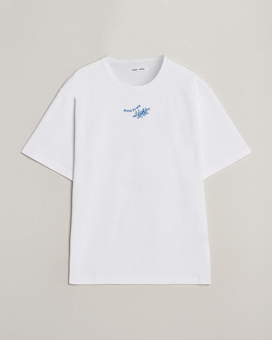 Men | T-Shirts | Samsøe Samsøe | Sawind Printed Crew Neck T-Shirt White