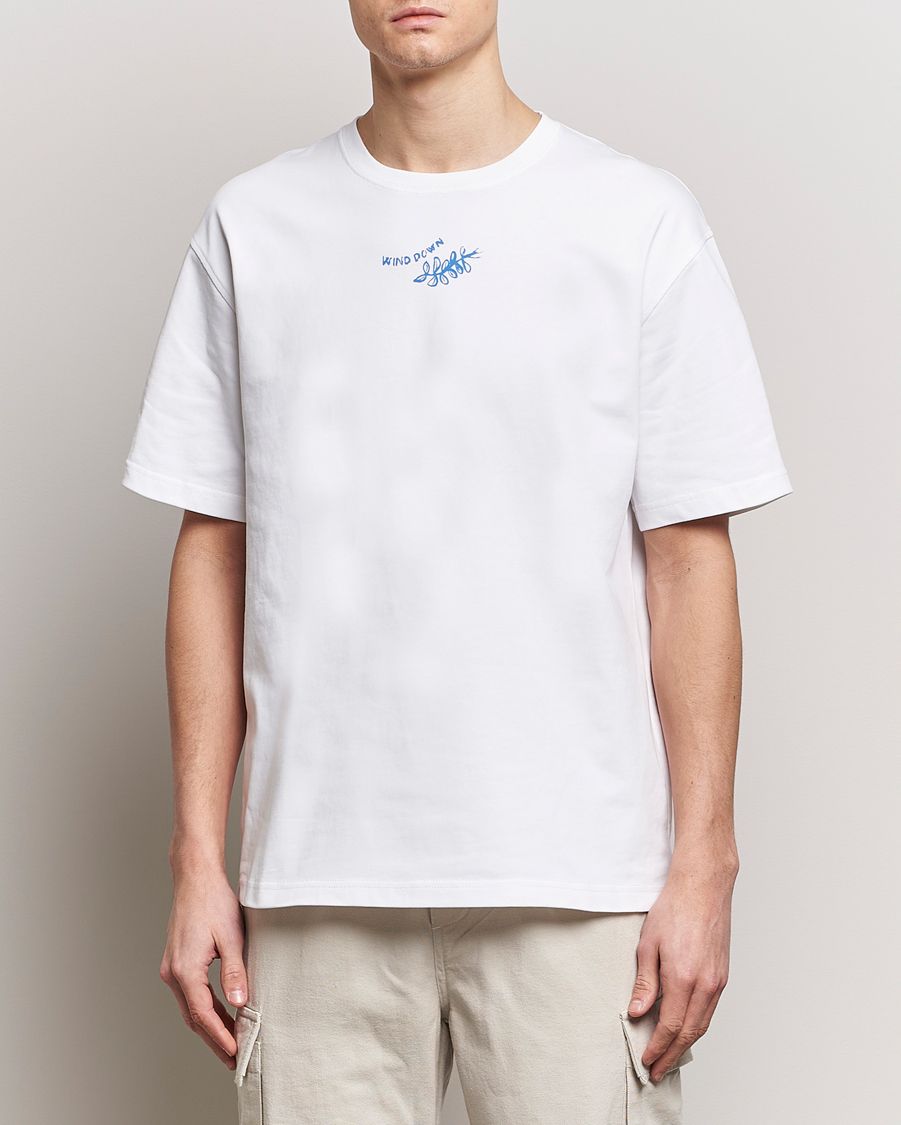 Men | T-Shirts | Samsøe Samsøe | Sawind Printed Crew Neck T-Shirt White