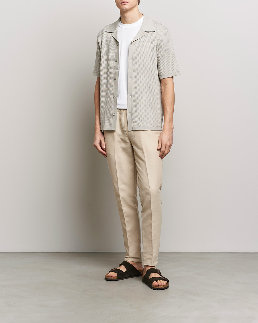 Men | Trousers | Samsøe Samsøe | Smithy Linen/Cotton Drawstring Trousers Oatmeal