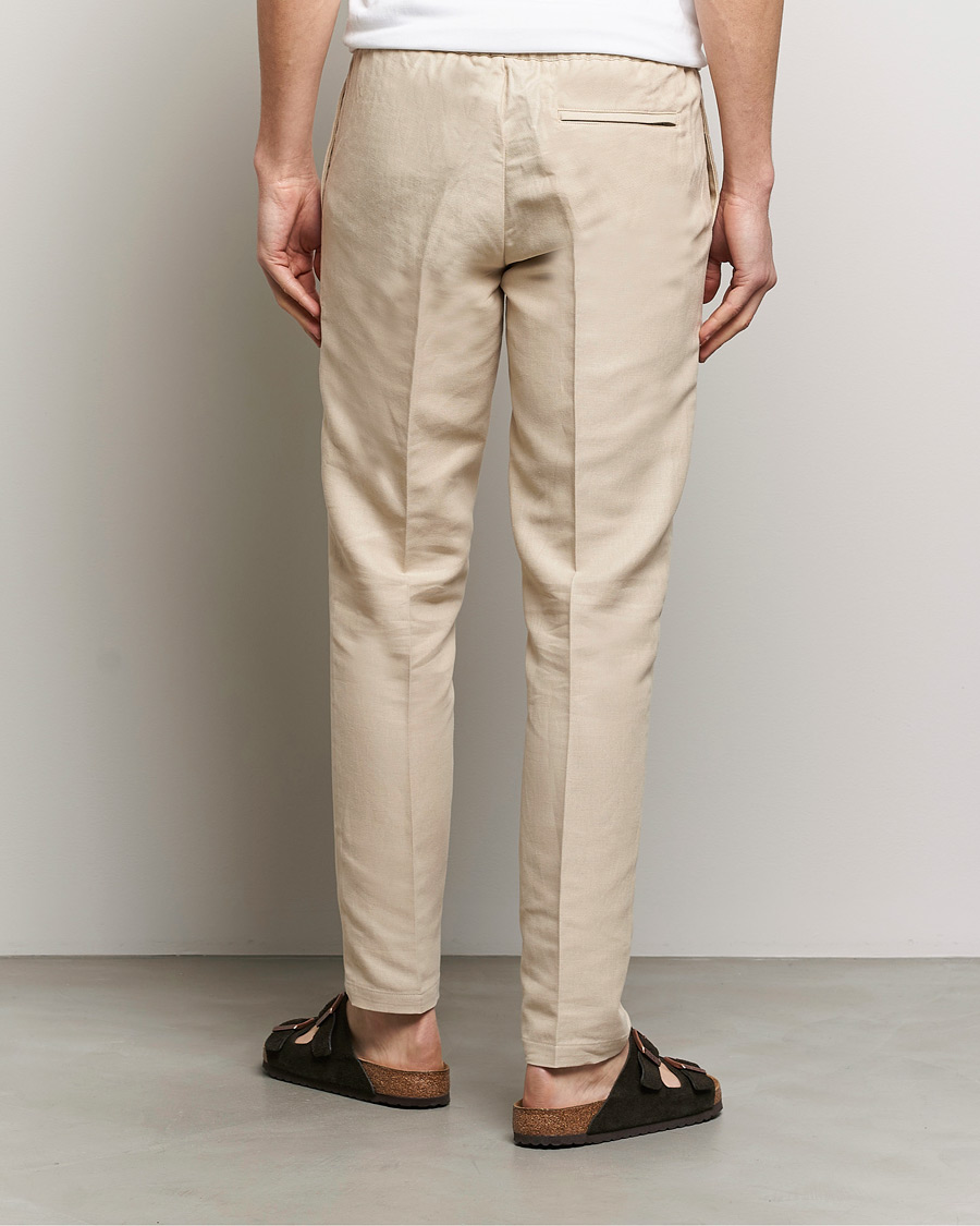 Men | Trousers | Samsøe Samsøe | Smithy Linen/Cotton Drawstring Trousers Oatmeal