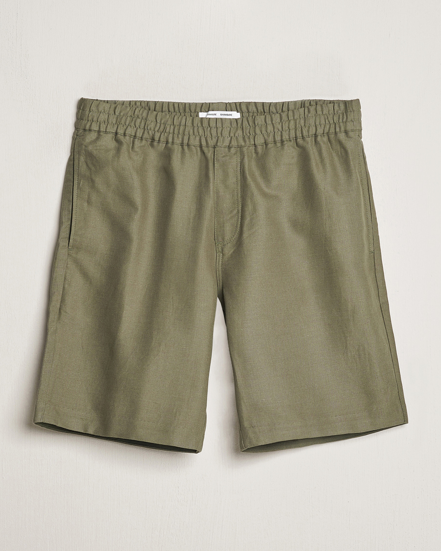 Men | Shorts | Samsøe Samsøe | Smith Linen/Cotton Drawstring Shorts Dusty Olive