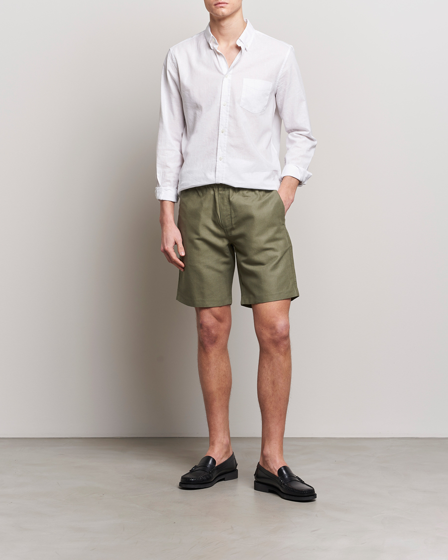 Samsøe Samsøe Smith Linen/Cotton Drawstring Shorts Dusty Olive at