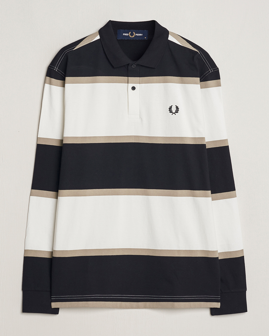Men | Webshop news | Fred Perry | Relaxed Striped Rugby Shirt Snow White/Navy