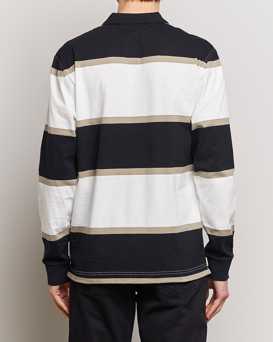 Men | Sweaters & Knitwear | Fred Perry | Relaxed Striped Rugby Shirt Snow White/Navy