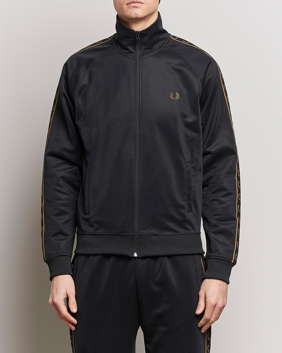 Men | Sweaters & Knitwear | Fred Perry | Taped Track Jacket Black