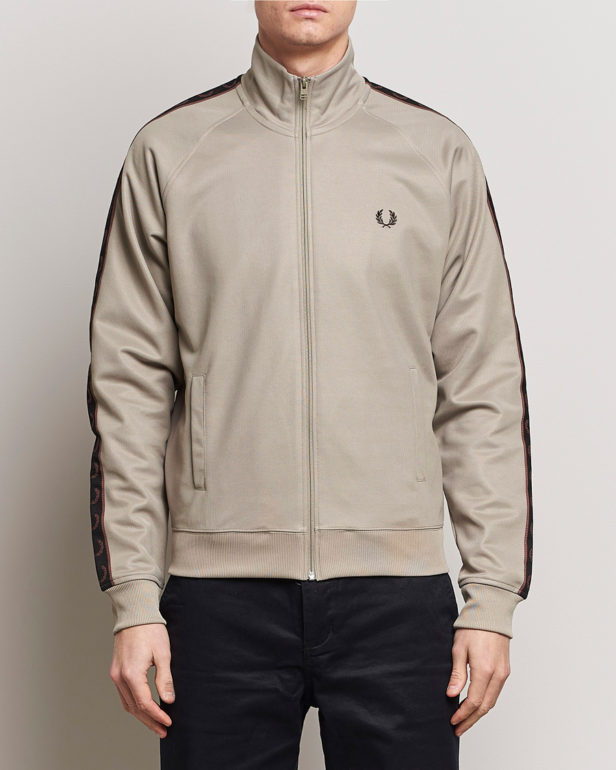 Men | Sweaters & Knitwear | Fred Perry | Taped Track Jacket Warm Grey