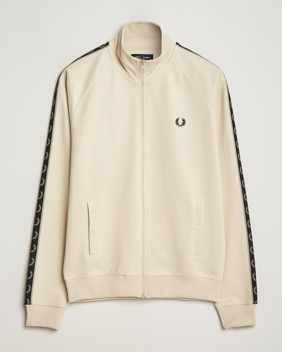 Men | Sweaters & Knitwear | Fred Perry | Taped Track Jacket Oatmeal