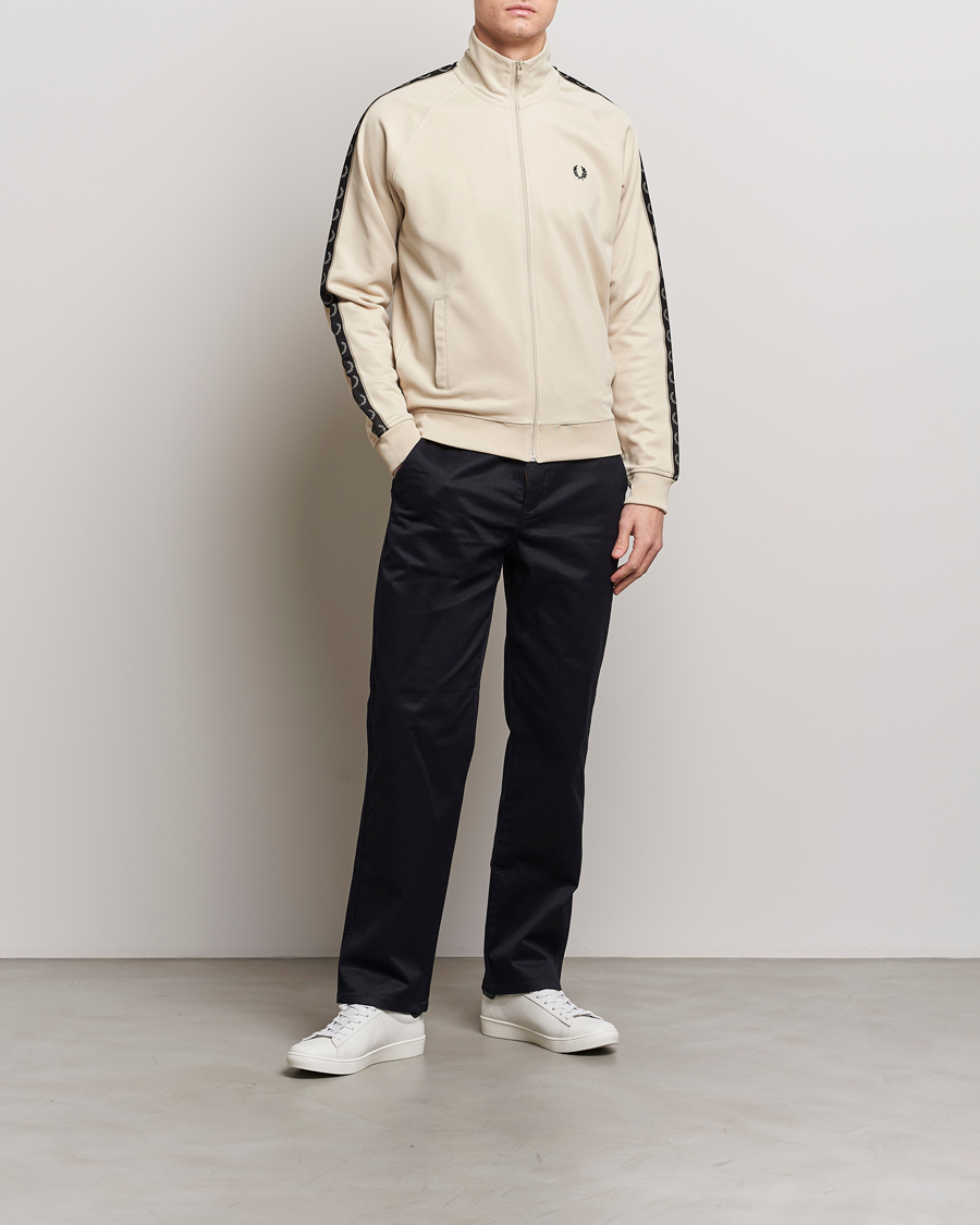 Men | Sweaters & Knitwear | Fred Perry | Taped Track Jacket Oatmeal