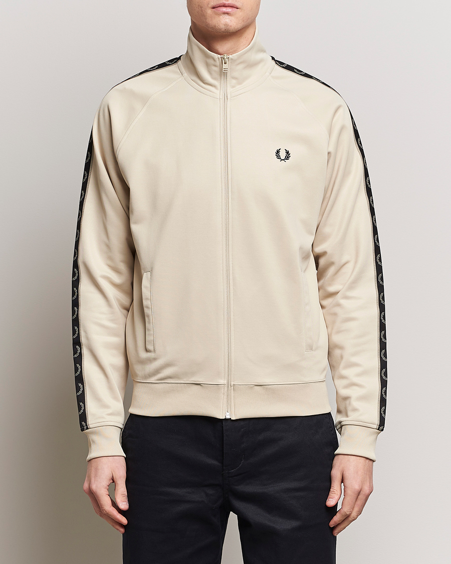 Men | Clothing | Fred Perry | Taped Track Jacket Oatmeal