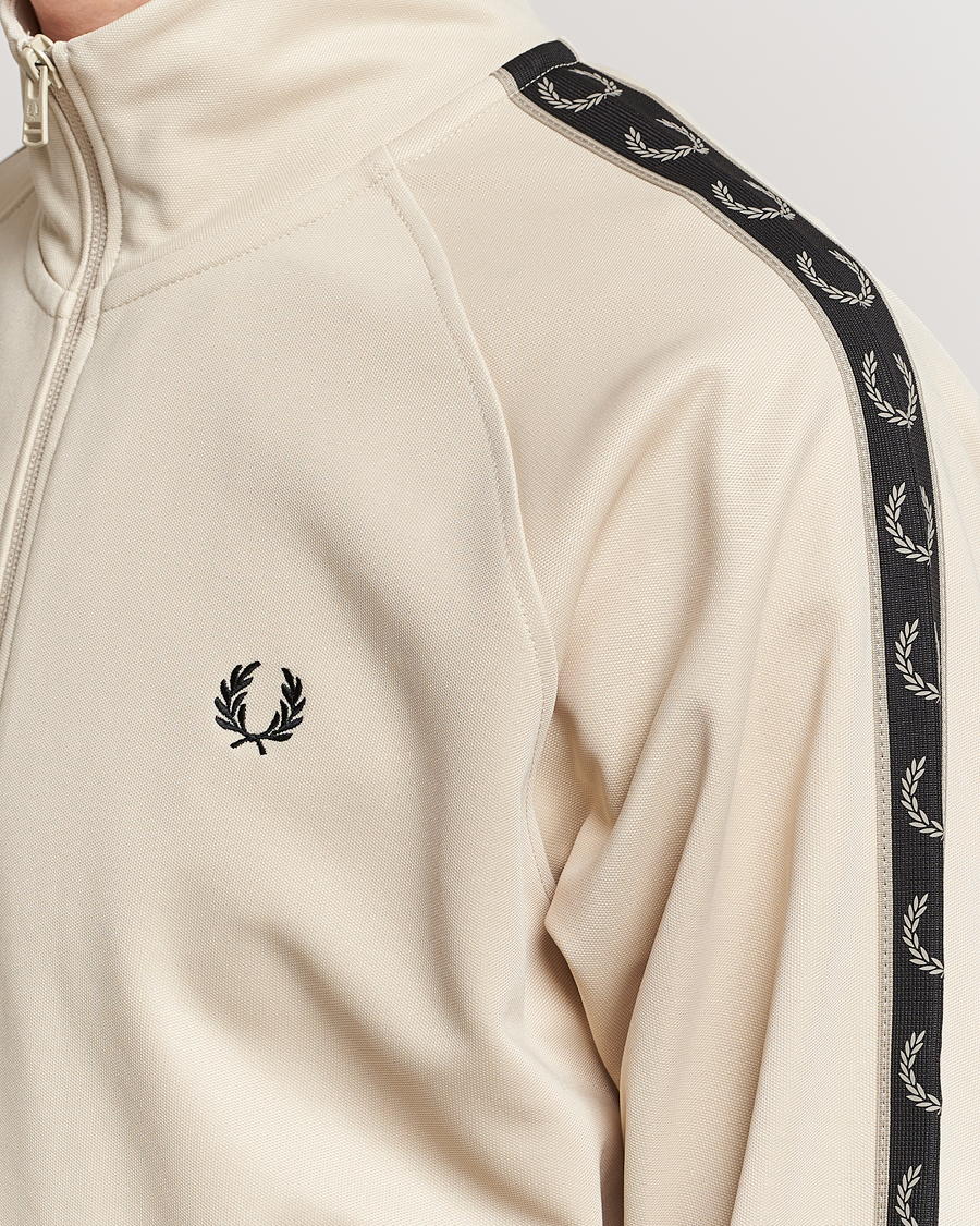 Men | Sweaters & Knitwear | Fred Perry | Taped Track Jacket Oatmeal
