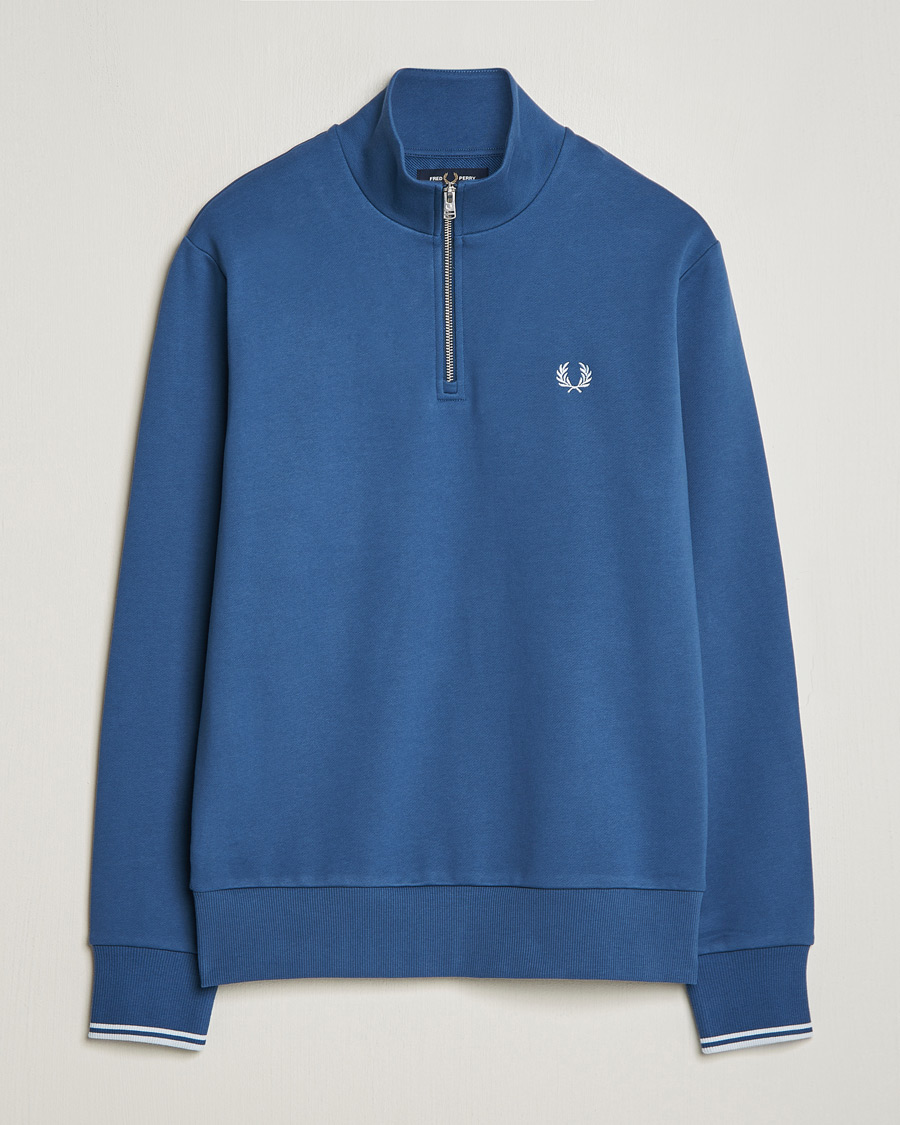 Men | Sweaters & Knitwear | Fred Perry | Half Zip Sweatshirt Midnight Blue
