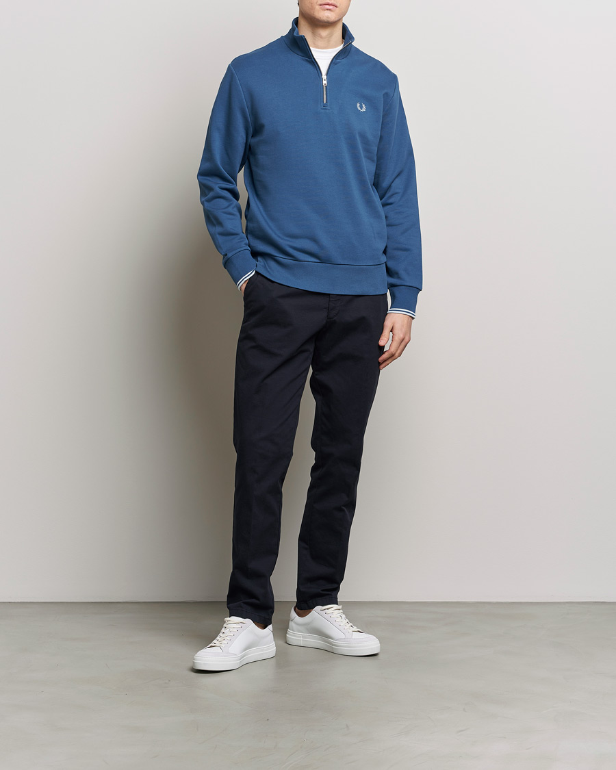 Men | Sweaters & Knitwear | Fred Perry | Half Zip Sweatshirt Midnight Blue