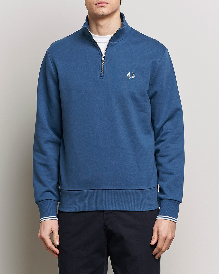 Men | Sweaters & Knitwear | Fred Perry | Half Zip Sweatshirt Midnight Blue