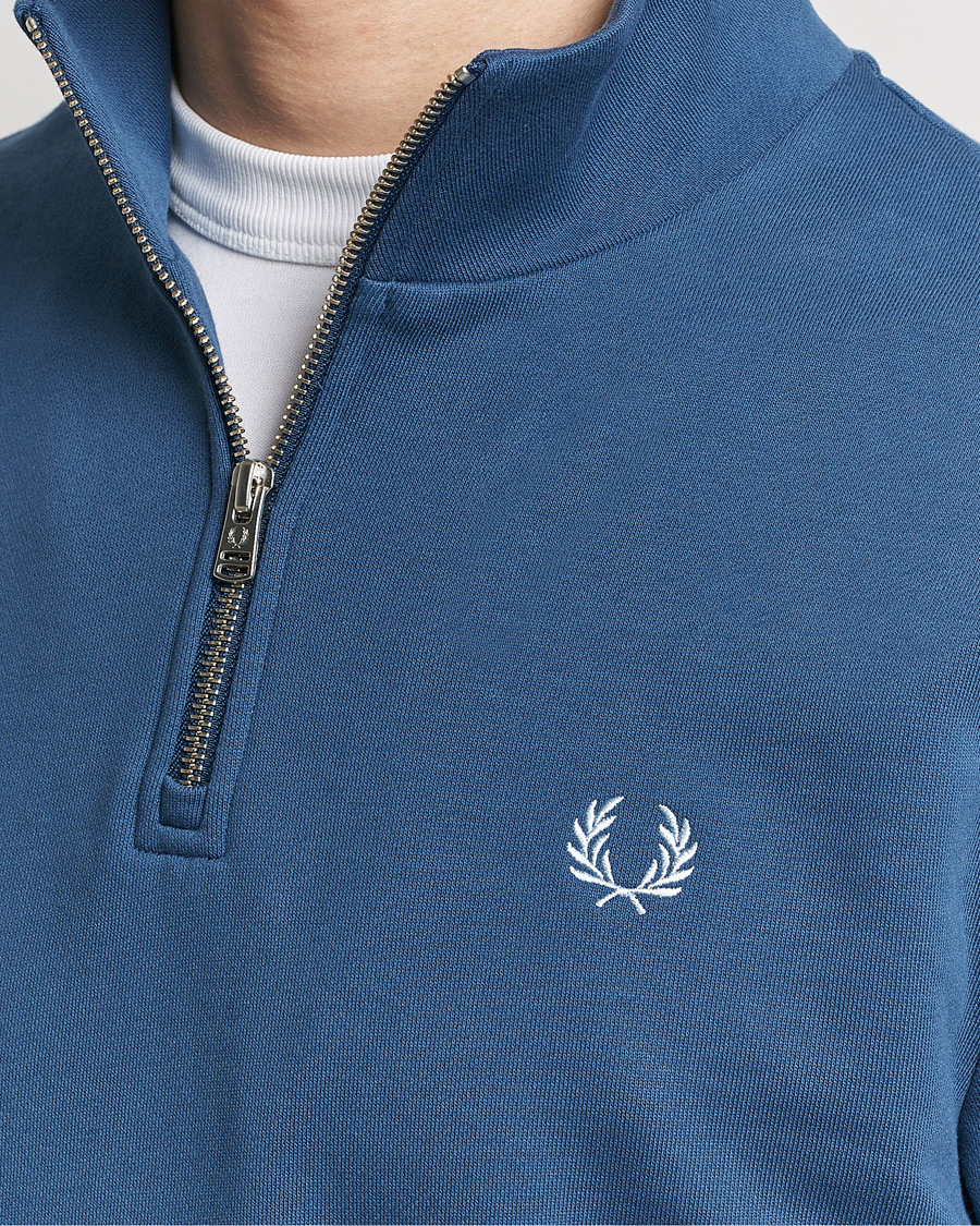 Men | Sweaters & Knitwear | Fred Perry | Half Zip Sweatshirt Midnight Blue