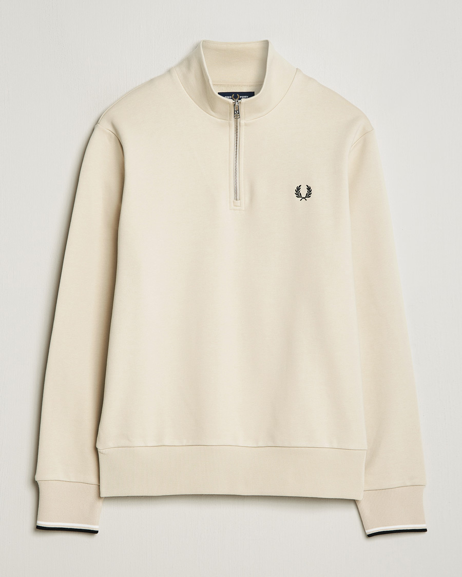 Men | Sweaters & Knitwear | Fred Perry | Half Zip Sweatshirt Oatmeal