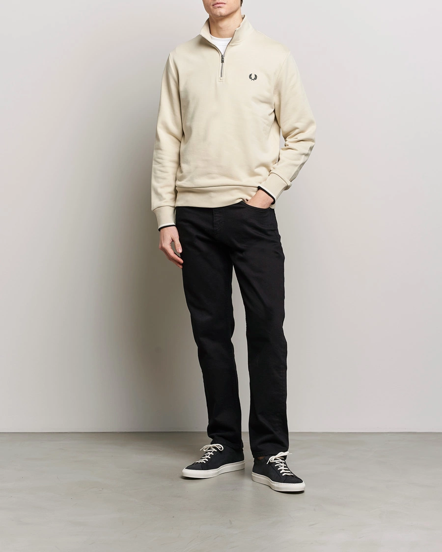 Men | Sweaters & Knitwear | Fred Perry | Half Zip Sweatshirt Oatmeal