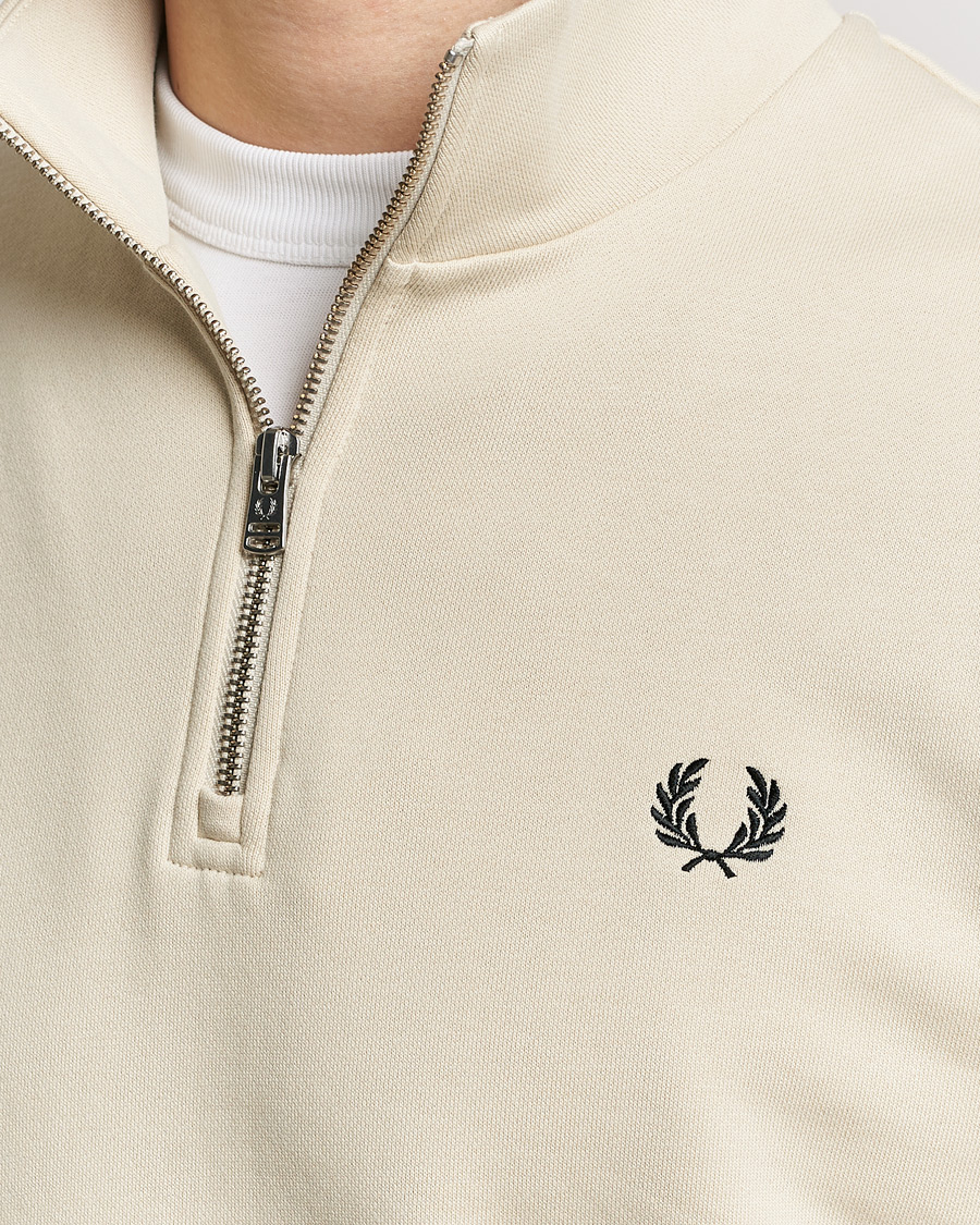Men | Sweaters & Knitwear | Fred Perry | Half Zip Sweatshirt Oatmeal