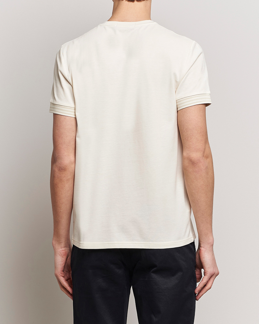 Men | T-Shirts | Fred Perry | Striped Cuff Crew Neck T-Shirt Ecru
