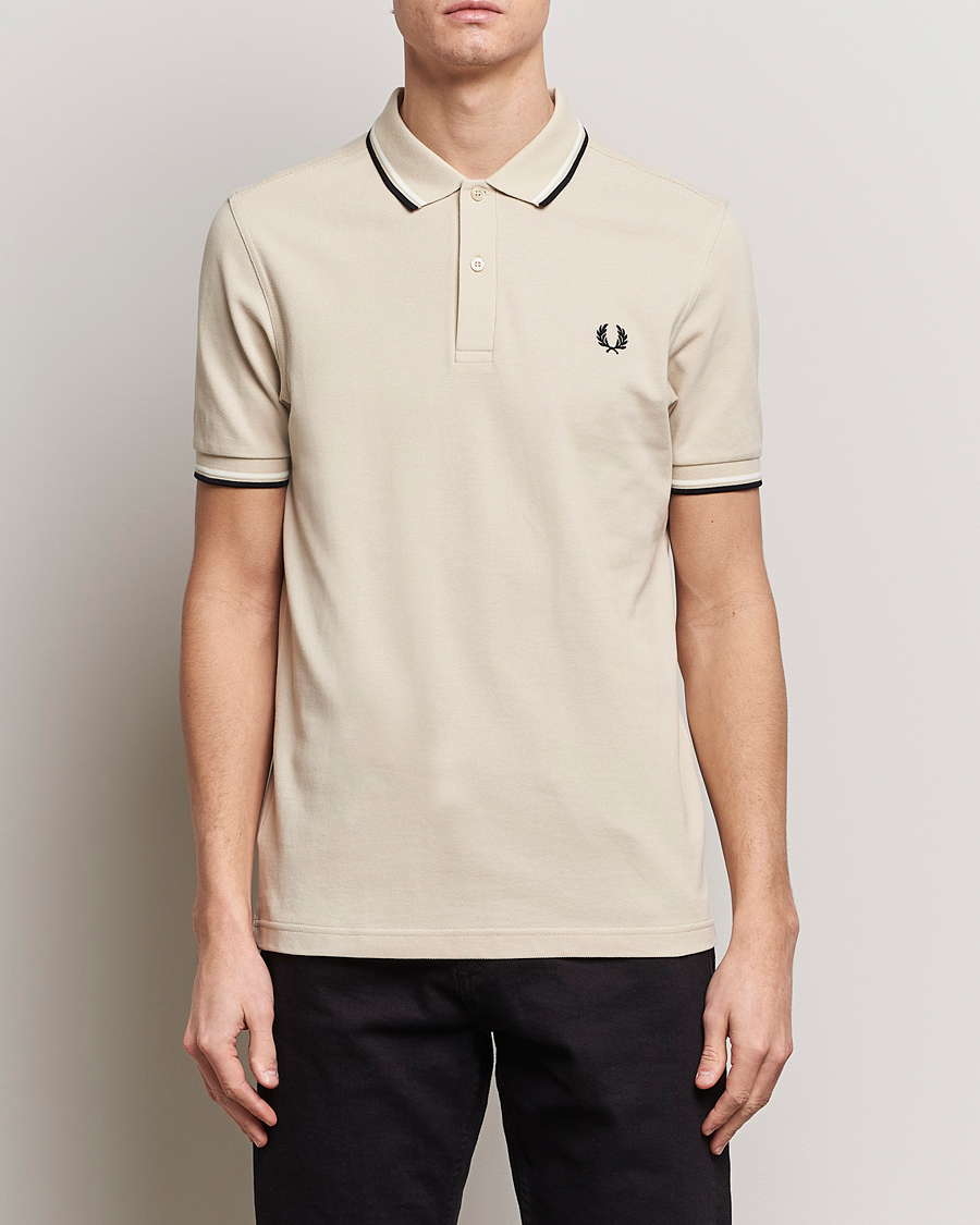Men |  | Fred Perry | Twin Tipped Polo Shirt Oatmeal