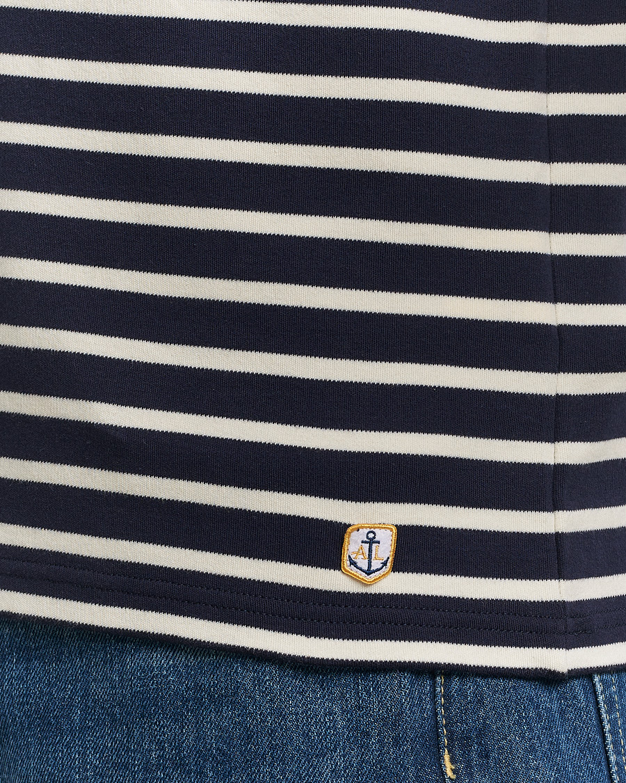 Men | T-Shirts | Armor-lux | Houat Héritage Stripe Long Sleeve T-Shirt Nature/Navy