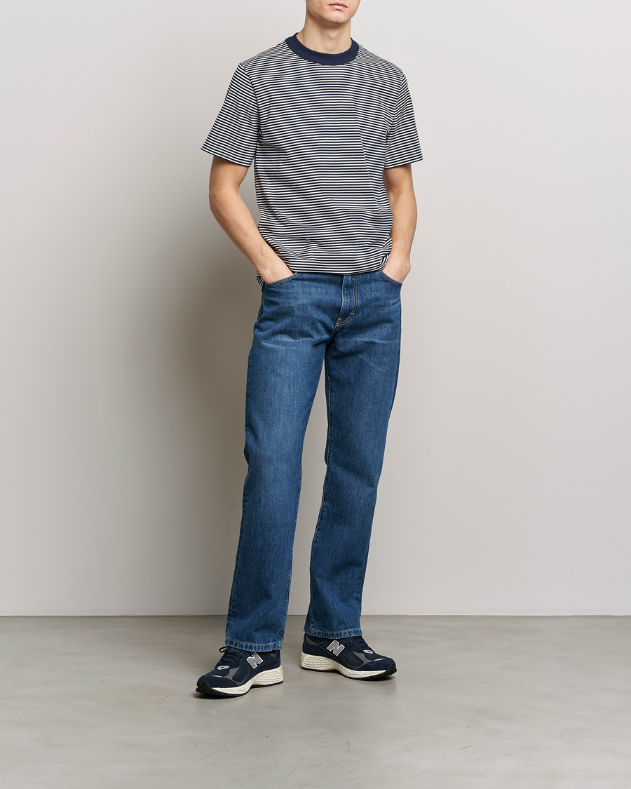 Men | T-Shirts | Armor-lux | Callac Héritage Stripe T-Shirt Deep Marine/Milk