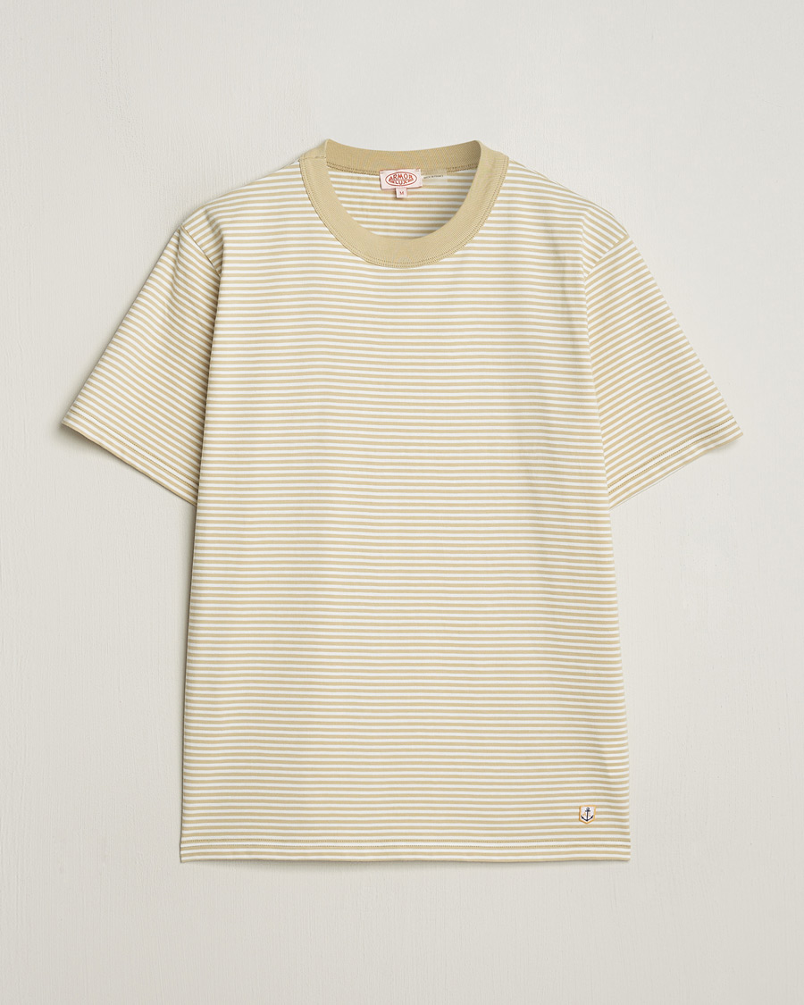 Men | T-Shirts | Armor-lux | Callac Héritage Stripe T-Shirt Pale Olive/Milk