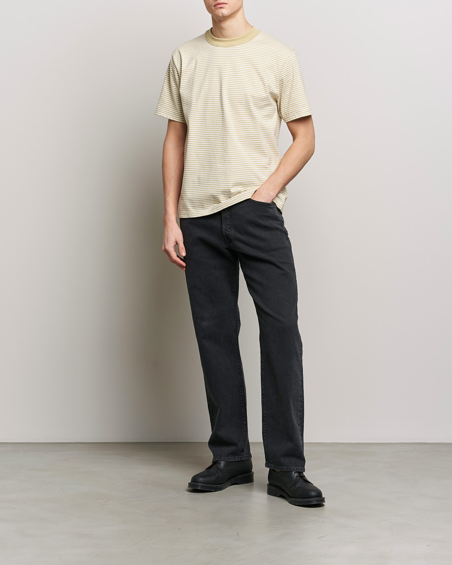 Men | T-Shirts | Armor-lux | Callac Héritage Stripe T-Shirt Pale Olive/Milk