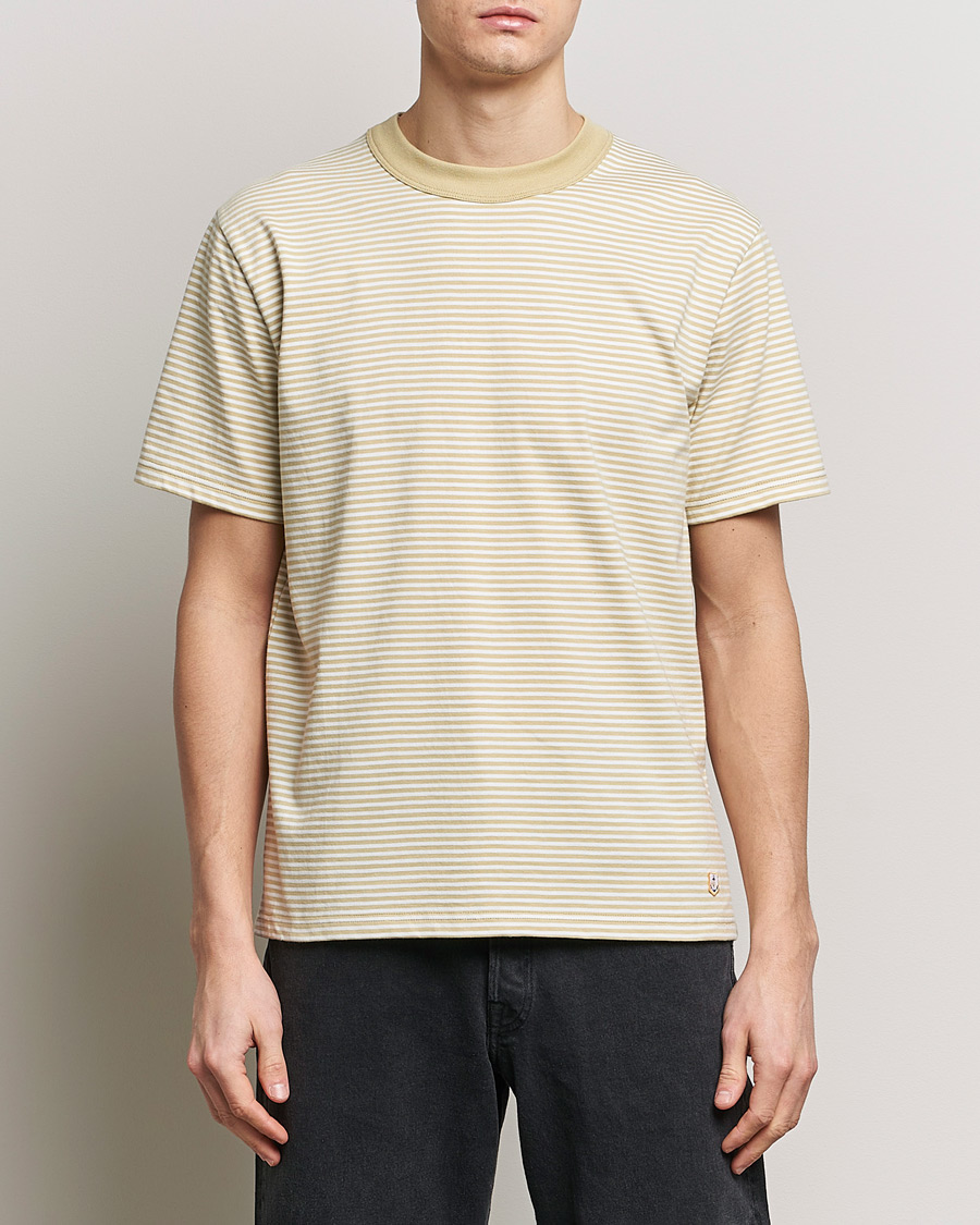 Men | T-Shirts | Armor-lux | Callac Héritage Stripe T-Shirt Pale Olive/Milk