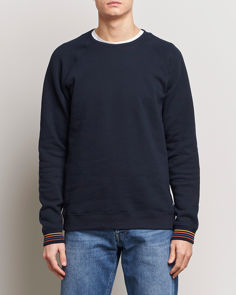 Men | Sweaters & Knitwear | Paul Smith | Artist Rib Crew Neck Sweatshirt Navy