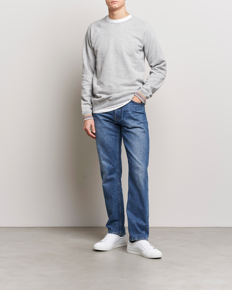Men | Sweaters & Knitwear | Paul Smith | Artist Rib Crew Neck Sweatshirt Grey Melange