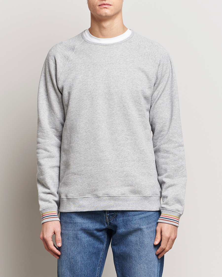 Men | Sweaters & Knitwear | Paul Smith | Artist Rib Crew Neck Sweatshirt Grey Melange