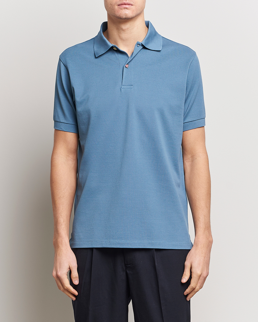 Men | Short Sleeve Polo Shirts | Paul Smith | Charm Button Polo Light Blue