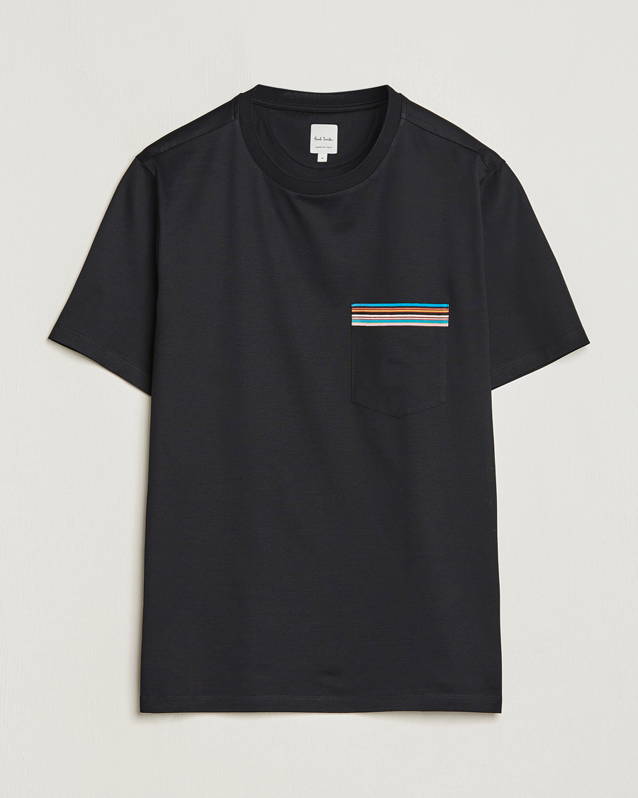 Men | T-Shirts | Paul Smith | Striped Pocket Crew Neck T-Shirt Black