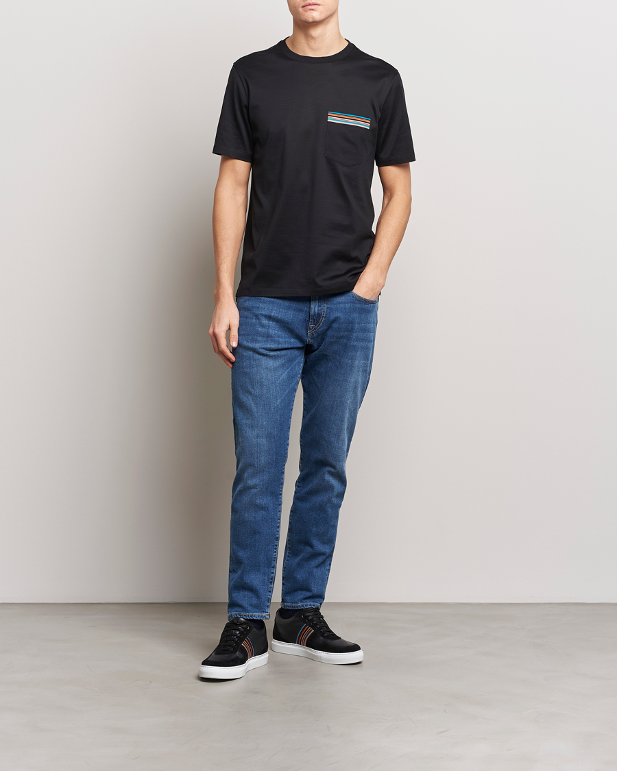 Men | T-Shirts | Paul Smith | Striped Pocket Crew Neck T-Shirt Black