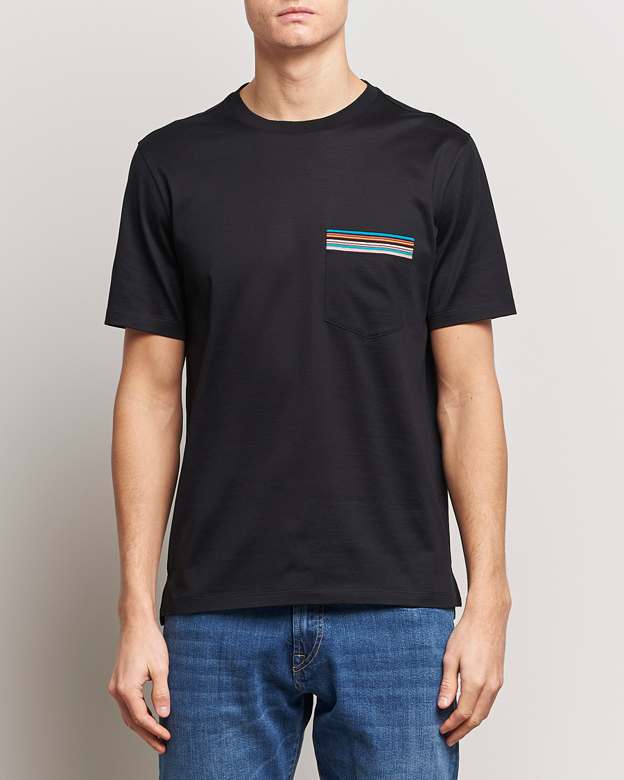 Men | Black t-shirts | Paul Smith | Striped Pocket Crew Neck T-Shirt Black