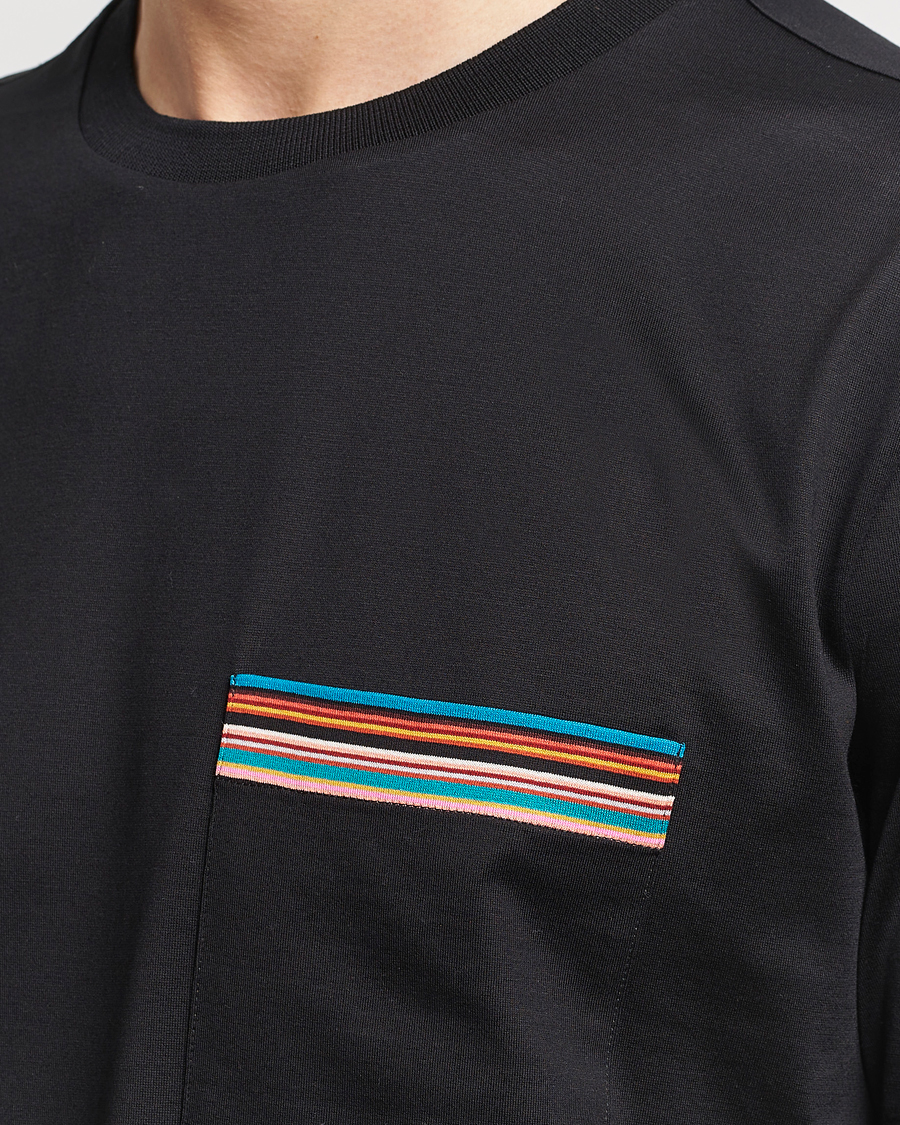 Men | T-Shirts | Paul Smith | Striped Pocket Crew Neck T-Shirt Black
