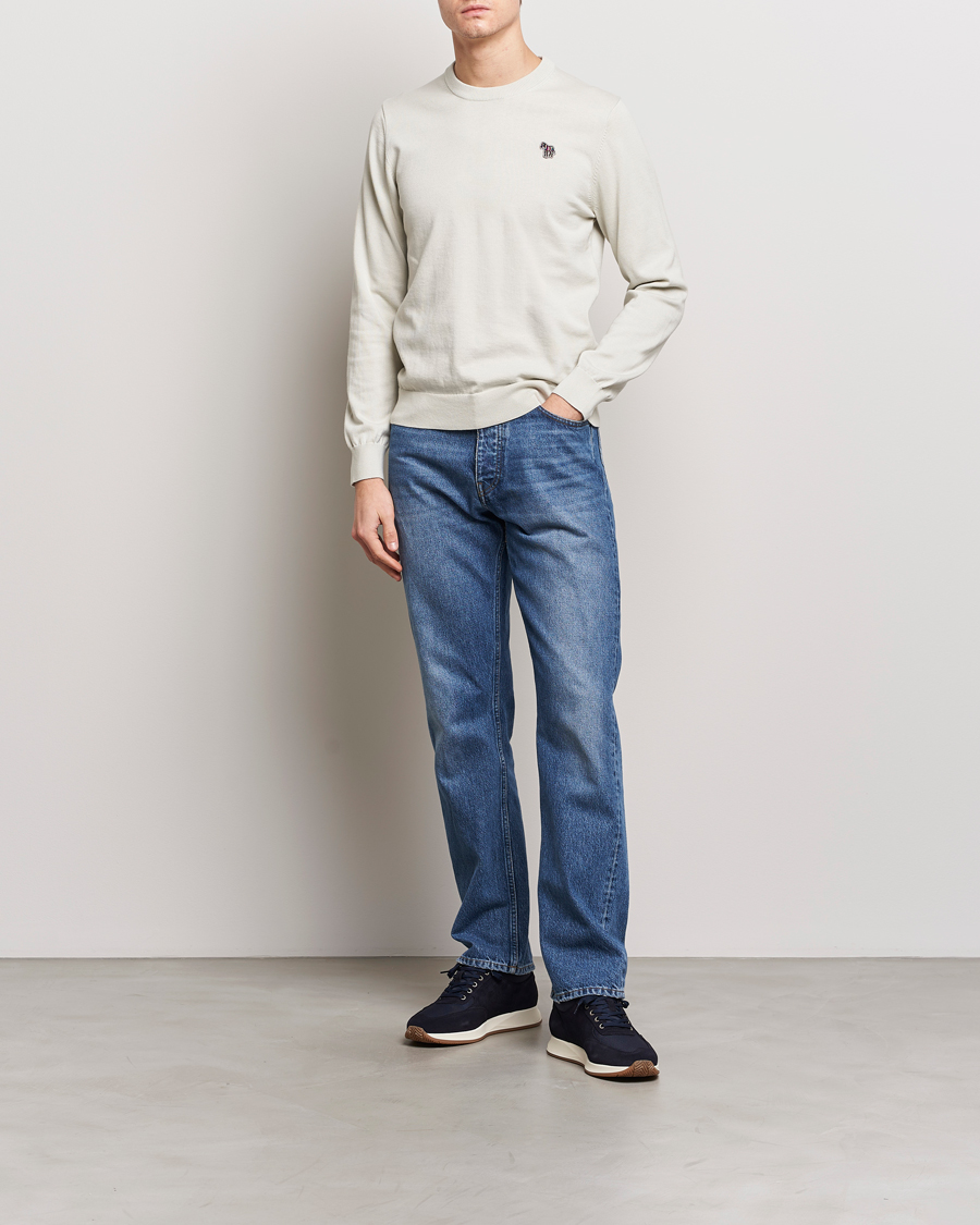 Men | Sweaters & Knitwear | PS Paul Smith | Zebra Cotton Knitted Sweater Washed Grey