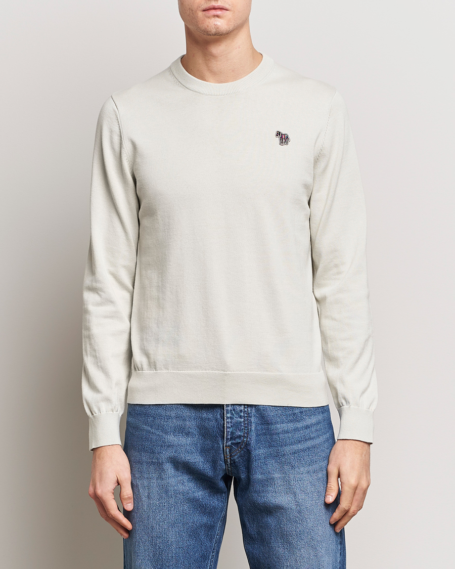 Men | Best of British | PS Paul Smith | Zebra Cotton Knitted Sweater Washed Grey